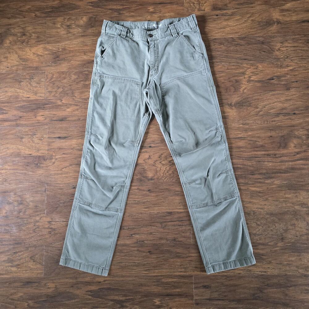 Carhartt Rugged Flex Relaxed Fit Straight Leg Men's Green Cotton Pants 34x34